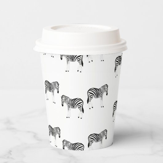 Zebra-dierpatroon op wit papieren bekers (Links)