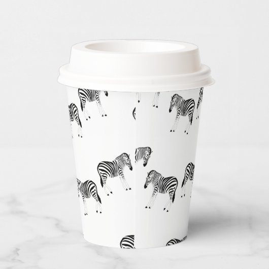 Zebra-dierpatroon op wit papieren bekers (Rechts)