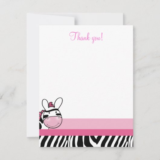 Zebra Diva Baby Roze 4x5 Flat Opmerking Notitiekaartje (Voorkant)