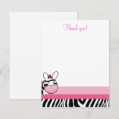 Zebra Diva Baby Roze 4x5 Flat Opmerking Notitiekaartje (Voorkant / Achterkant)