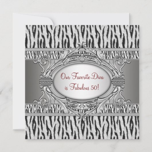 Zebra Diva Fabulous 50 vrouwen 50ste verjaardag Kaart (Voorkant)