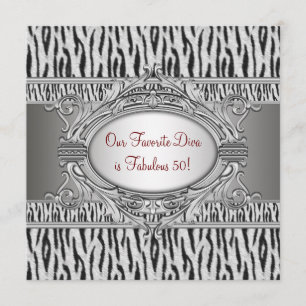 Zebra Diva Prachtig 50 Vrouw 50e verjaardagsfeestj Kaart
