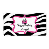 Zebra Diva Spa Verjaardag Waterfles Label (Voorkant)