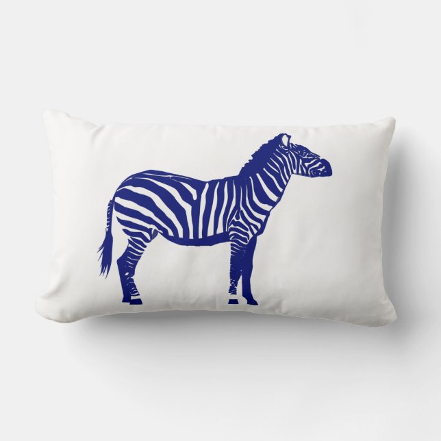 Zebra - Donker kobalt blauw en wit Kussen (Voorkant)