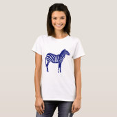 Zebra - Donker kobalt blauw en wit T-shirt (Voorkant volledig)