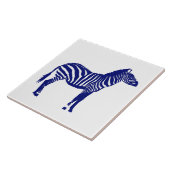Zebra - Donker kobaltblauw en wit Tegeltje (Zijkant)