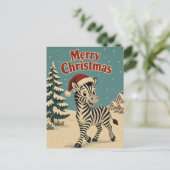 Zebra Dorpsrand Dier Kerstmis Briefkaart (Staand voorkant)