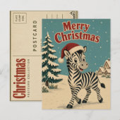 Zebra Dorpsrand Dier Kerstmis Briefkaart (Voorkant / Achterkant)