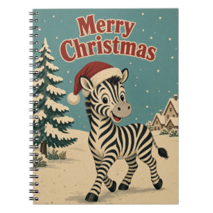 Zebra Dorpsrand Dier Kerstmis Notitieboek
