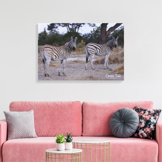 Zebra Double Take Photo Canvas Afdruk (Insitu (Woonkamer))