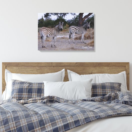 Zebra Double Take Photo Canvas Afdruk (Insitu (Slaapkamer))