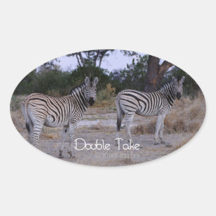 Zebra Double Take Photo Ovale Sticker