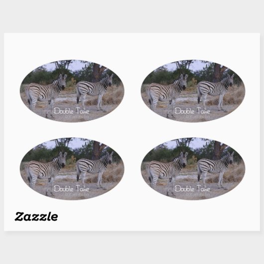 Zebra Double Take Photo Ovale Sticker (Vel)