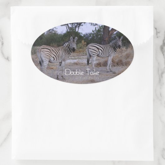 Zebra Double Take Photo Ovale Sticker (Tas)
