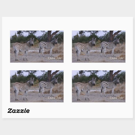 Zebra Double Take Photo Rechthoekige Sticker (Vel)