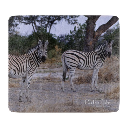 Zebra Double Take Photo Snijplank (Voorkant)