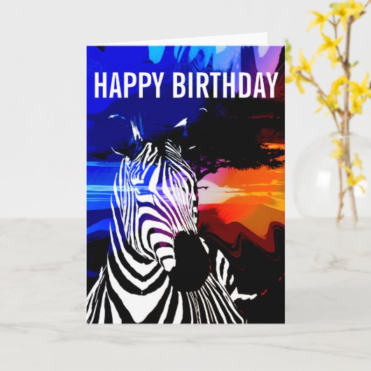 Zebra Dreams Birthday Card Kaart (Gele Bloem)