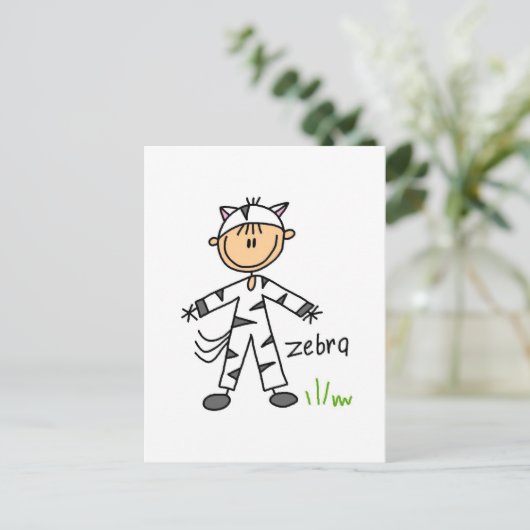 Zebra Dress-up T-shirts en cadeautjes Briefkaart (Staand voorkant)