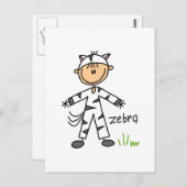Zebra Dress-up T-shirts en cadeautjes Briefkaart (Voorkant / Achterkant)