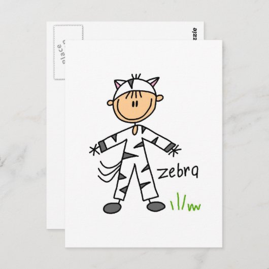 Zebra Dress-up T-shirts en cadeautjes Briefkaart (Voorkant / Achterkant)