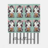 Zebra Eating Print Fleece Deken (Voorkant)
