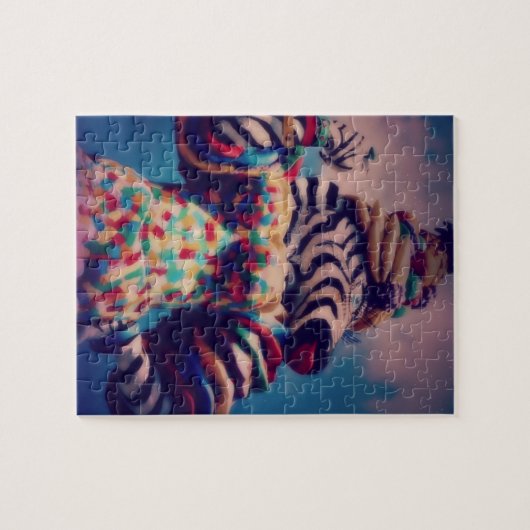 Zebra een partijdier legpuzzel (Horizontaal)