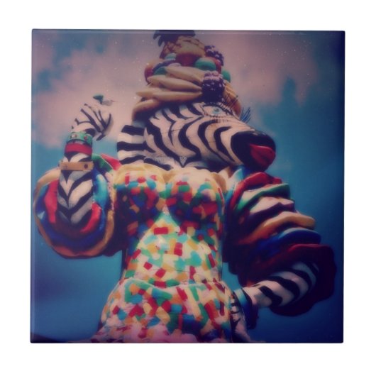 Zebra een partijdier tegeltje (Voorkant)