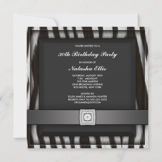Zebra Een willekeurig aantal Party Invitation Sjab Kaart (Voorkant)
