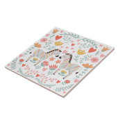 Zebra en bloemen kleurrijke Scandinavische Folk Ar Tegeltje (Zijkant)