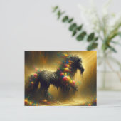 Zebra en bloemen op een gele achtergrond briefkaart (Staand voorkant)