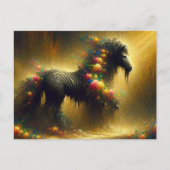 Zebra en bloemen op een gele achtergrond briefkaart (Voorkant)