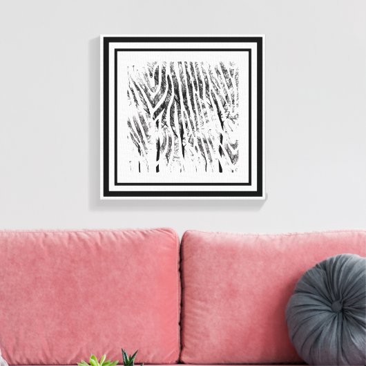 Zebra en bomen Abstract Canvas Afdruk (Insitu (Woonkamer))