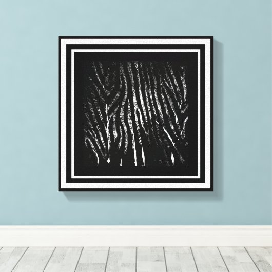 Zebra- en boomzwart canvas afdruk (Insitu (Houten vloer))