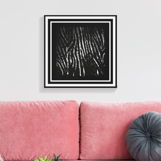 Zebra- en boomzwart canvas afdruk (Insitu (Woonkamer))
