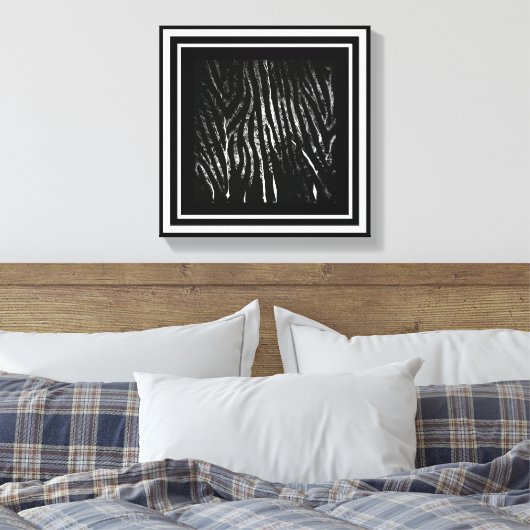 Zebra- en boomzwart canvas afdruk (Insitu (Slaapkamer))