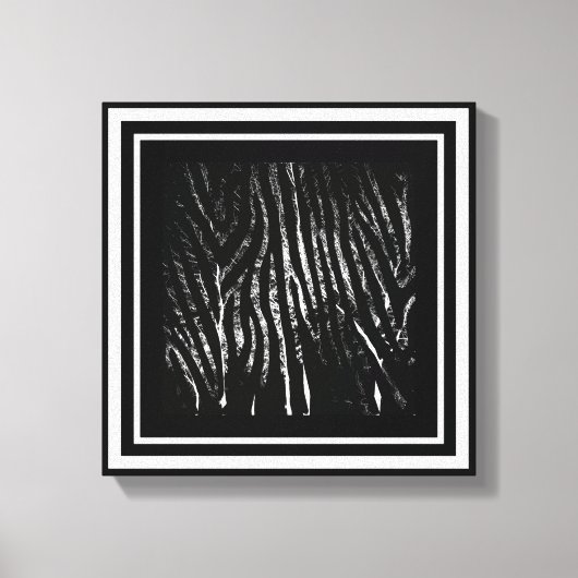 Zebra- en boomzwart canvas afdruk (Voorkant)