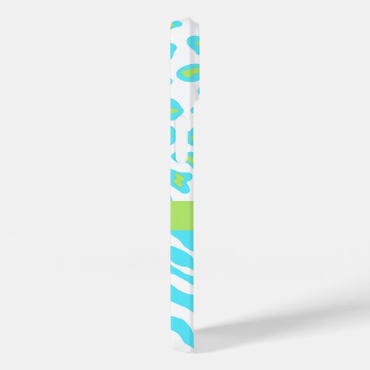 Zebra en Cheetah Skin Turquoise Blue Green Name Case-Mate iPhone Case (Achterkant / Rechts)