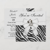 Zebra- en dierlijk afdrukken zwart-wit Glitter Par Kaart (Voorkant / Achterkant)