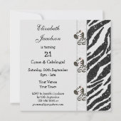 Zebra- en dierlijk afdrukken zwart-wit Glitter Par Kaart (Achterkant)