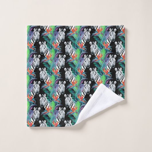 Zebra en exotische bloemen bad handdoek (Wasdoekje)