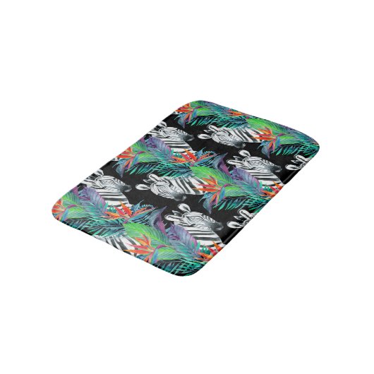 Zebra en exotische bloemen badmat (Gekanteld)
