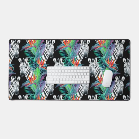 Zebra en exotische bloemen bureaumat (Keyboard & Muis)