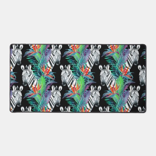 Zebra en exotische bloemen bureaumat (Voorkant)