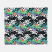 Zebra en exotische bloemen fleece deken (Voorkant (Horizontaal))