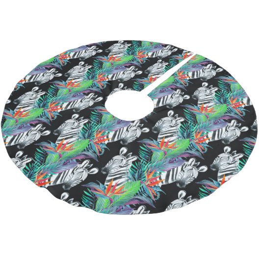 Zebra en exotische bloemen kerstboom rok (Gekanteld)