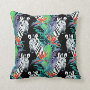 Zebra en exotische bloemen kussen