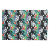 Zebra en exotische bloemen kussensloop (Achterkant-Links)