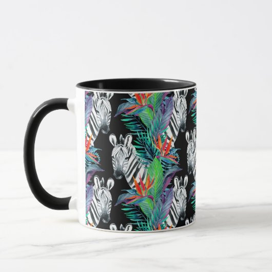 Zebra en exotische bloemen mok (Links)
