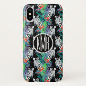Zebra en exotische bloemen | Monogram Case-Mate iPhone Case (Achterkant)