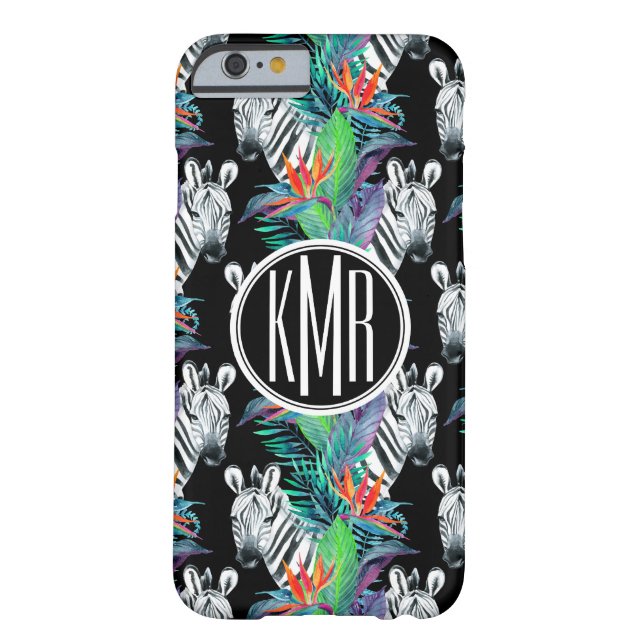 Zebra en exotische bloemen | Monogram Case-Mate iPhone Case (Achterkant)
